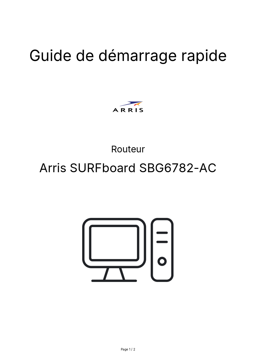 Page n°1 - Guide de démarrage rapide Arris SURFboard SBG6782-AC