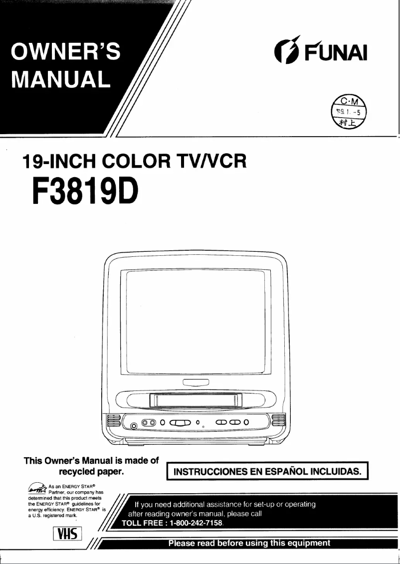 Page 1 de la notice Manuel utilisateur Funai F3819D