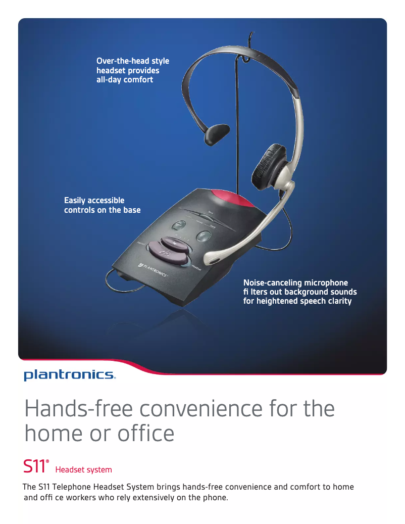 Page n°1 - Brochure Plantronics S11