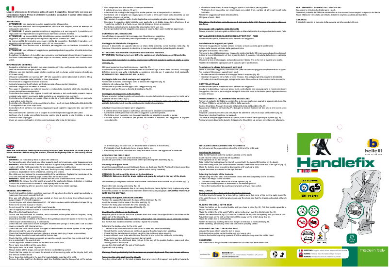 Page 1 de la notice Manuel utilisateur Bellelli Tatoo