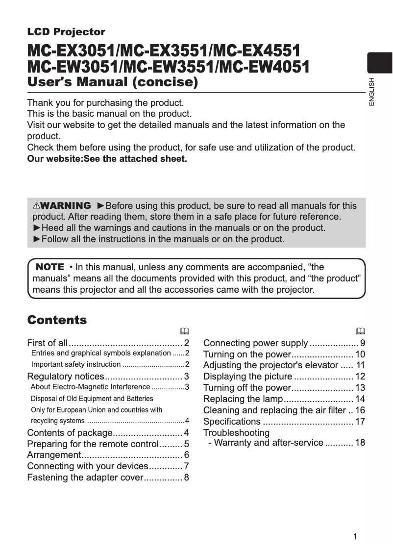 Page 1 de la notice Manuel utilisateur Maxell MC-EX3551