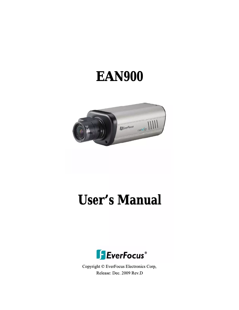 Page n°1 - Manuel utilisateur EverFocus EAN900