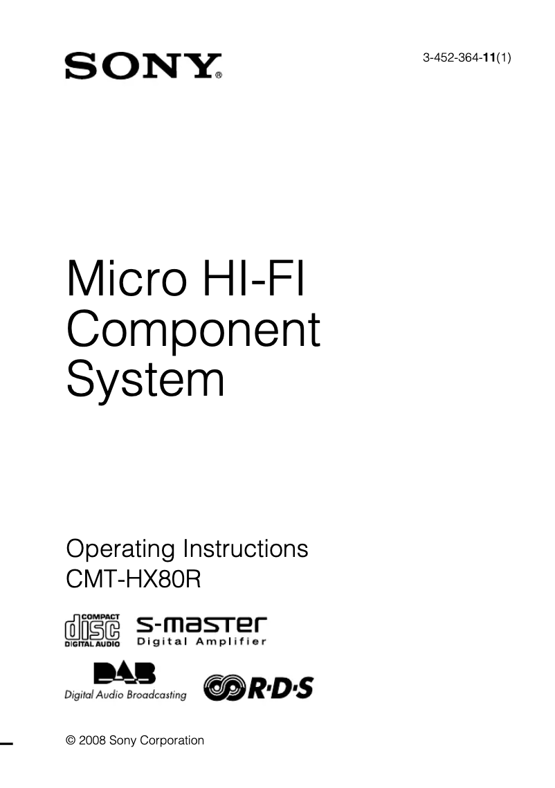 Page n°1 - Manuel utilisateur Sony CMT-HX80R