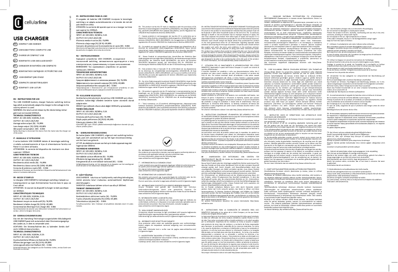 Page 1 de la notice Manuel utilisateur Cellular Line USB Charger 5W