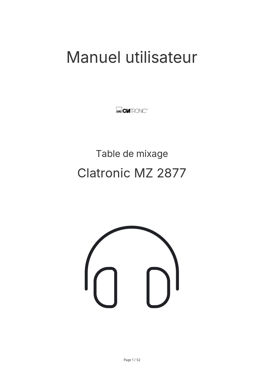 Page n°1 - Manuel utilisateur Clatronic MZ 2877