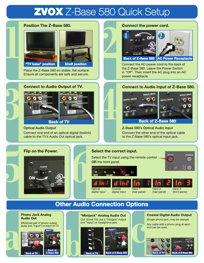 Page n°1 - Manuel utilisateur Zvox Z-Base 580