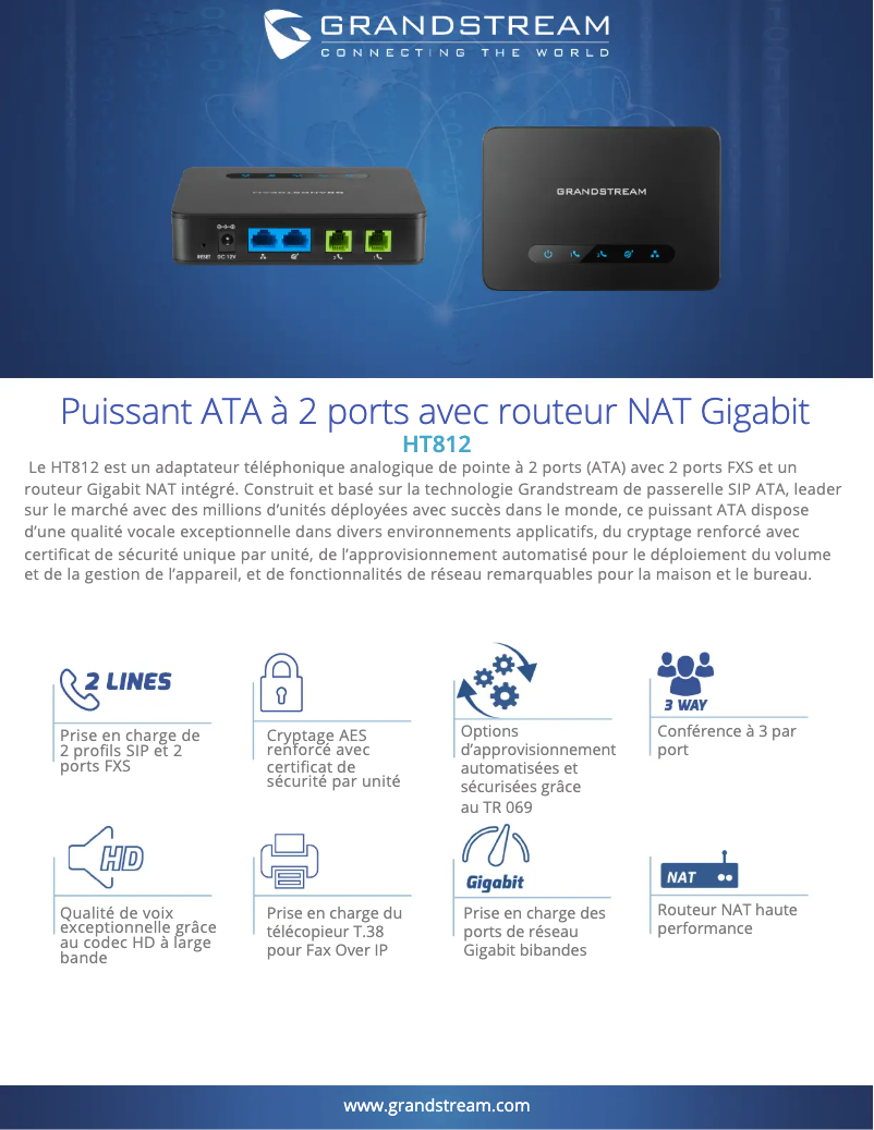 Page n°1 - Fiche technique Grandstream HT812