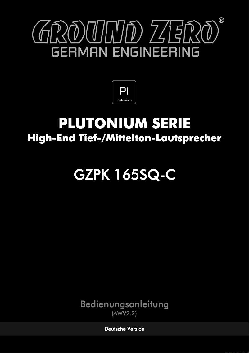 First page image of the manual for GZPK 165SQ-C