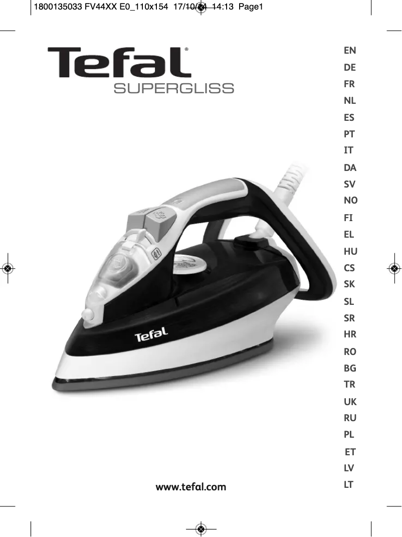 Page 1 de la notice Manuel utilisateur Tefal Supergliss FV4480 