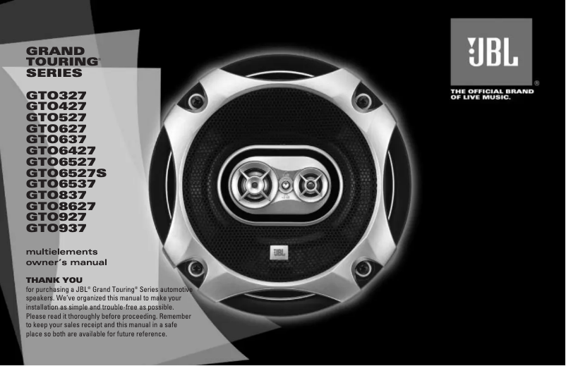 Page n°1 - Manuel utilisateur JBL GTO927