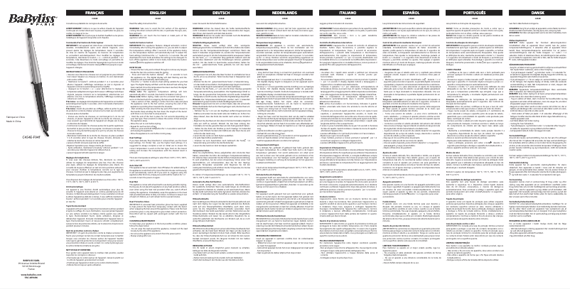 Imagen de la primera página del manual del dispositivo Quartz Conical C454E