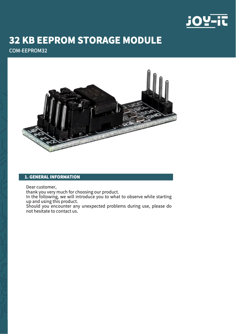 Image de la première page du manuel de l'appareil COM-EEPROM-32