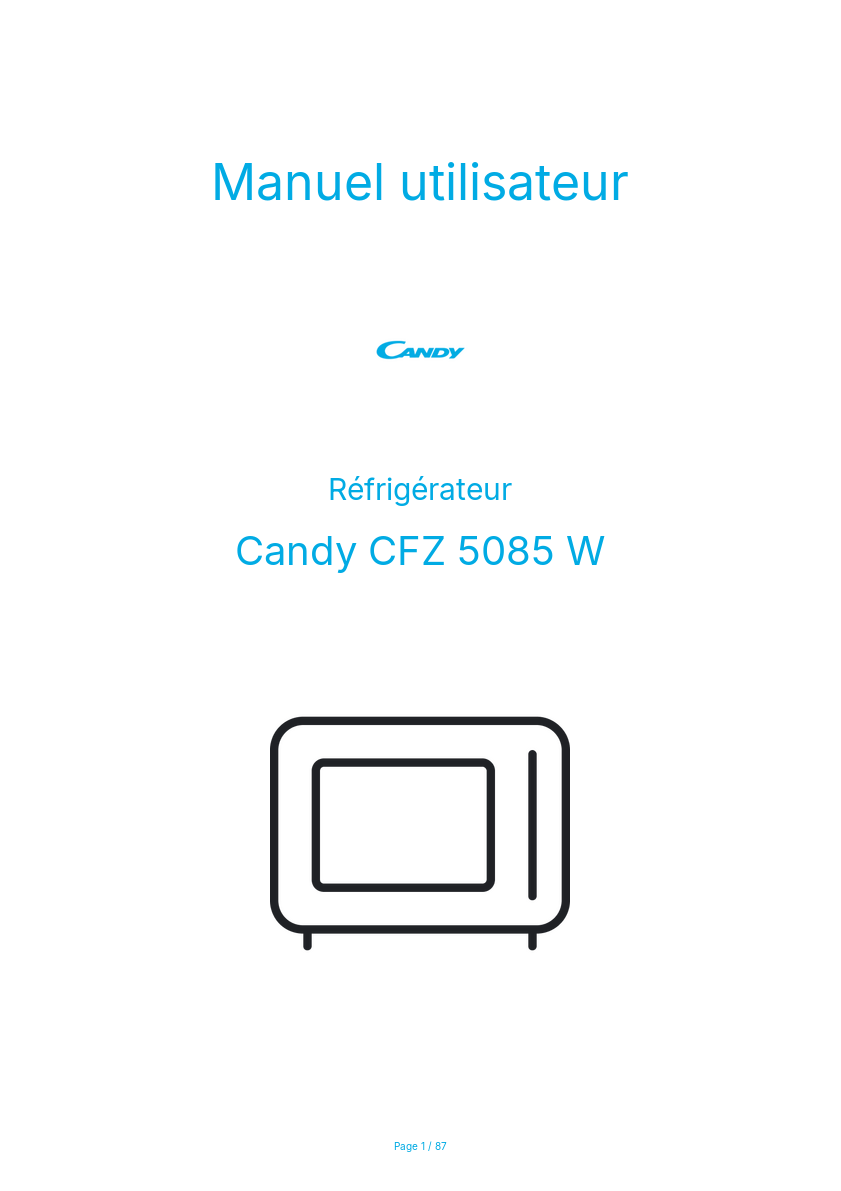 Page n°1 - Manuel utilisateur Candy CFZ 5085 W