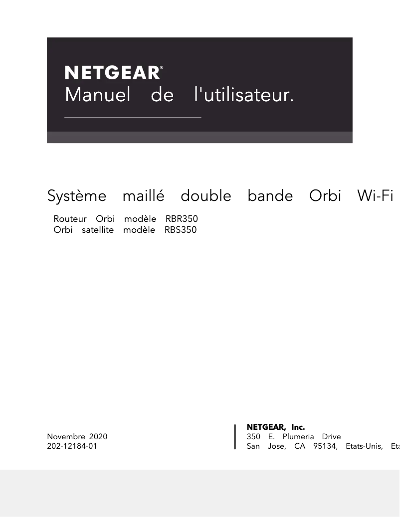 Page 1 de la notice Manuel utilisateur Netgear Orbi RBR350