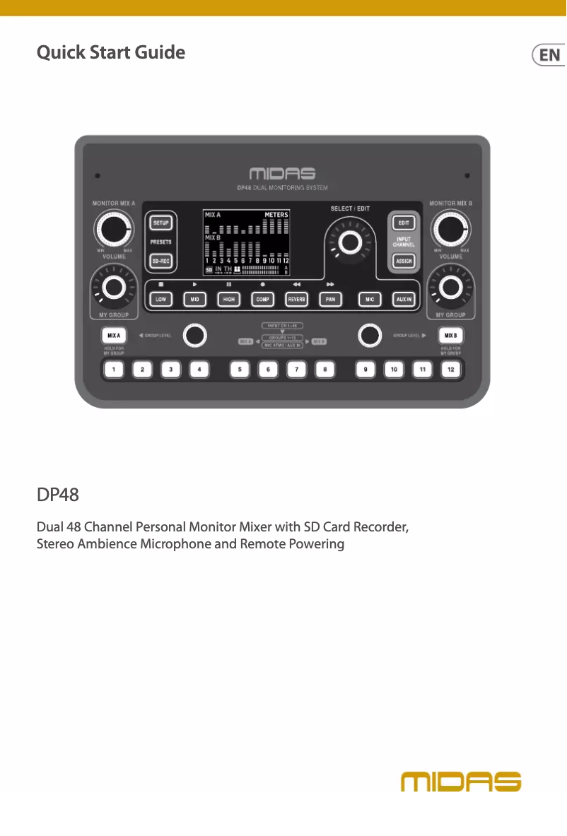 Page n°1 - Manuel utilisateur Midas DP48