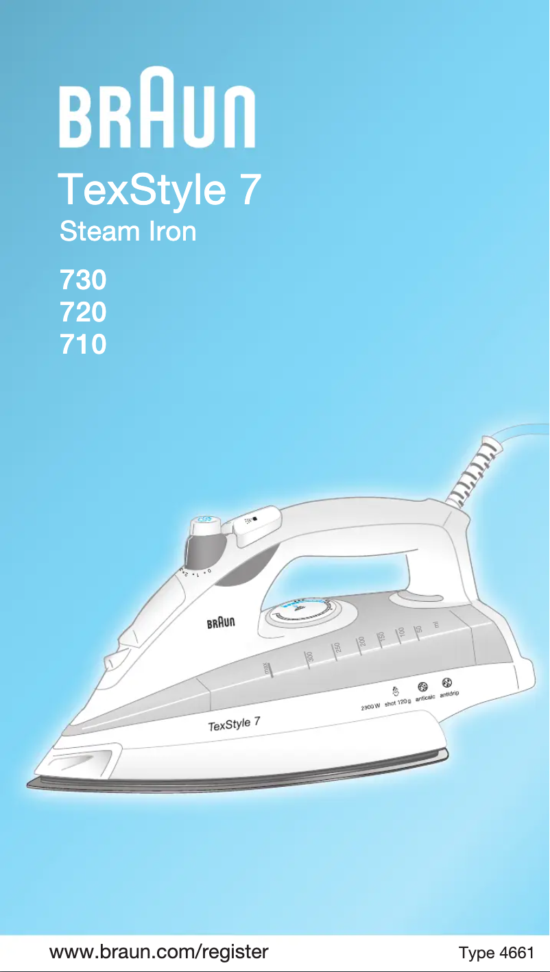 Page 1 de la notice Manuel utilisateur Braun TexStyle 7 730