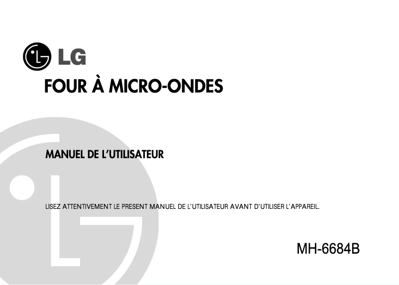 Page 1 de la notice Manuel utilisateur LG MH-6684B