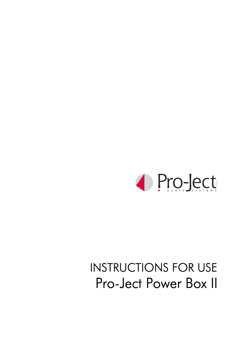 Page n°1 - Manuel utilisateur Pro-Ject Power Box II