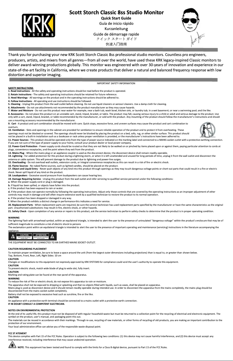 Page 1 de la notice Manuel utilisateur KRK CL8G3SS