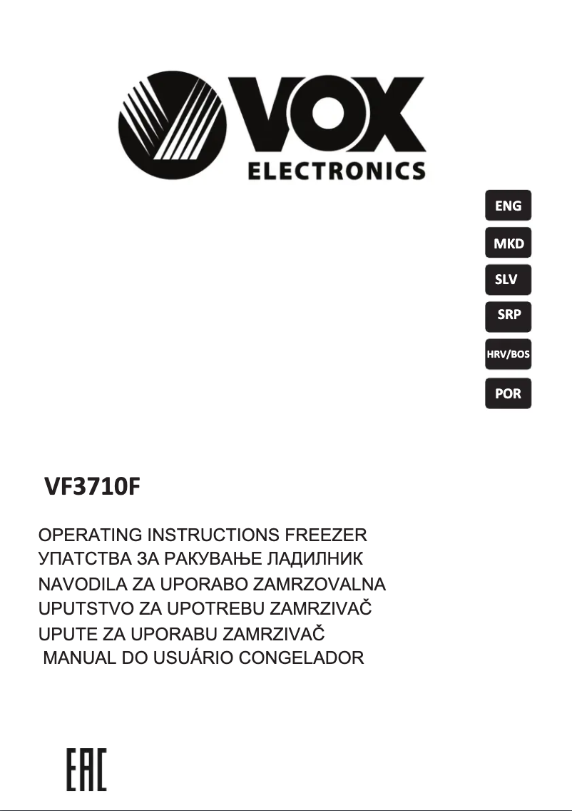 Page 1 de la notice Manuel utilisateur VOX VF 3710 F