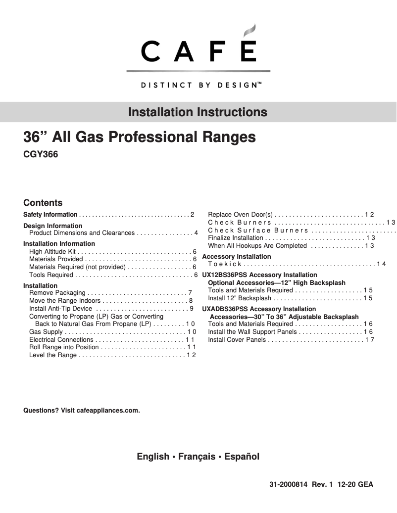 Image de la première page du manuel de l'appareil Café CGY366P4TW2