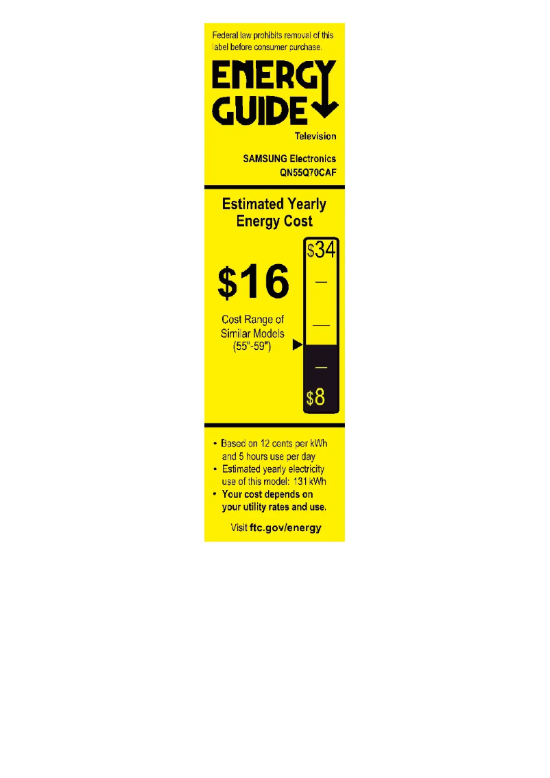 Page 1 de la notice Label énergétique Samsung QN75Q70CAF