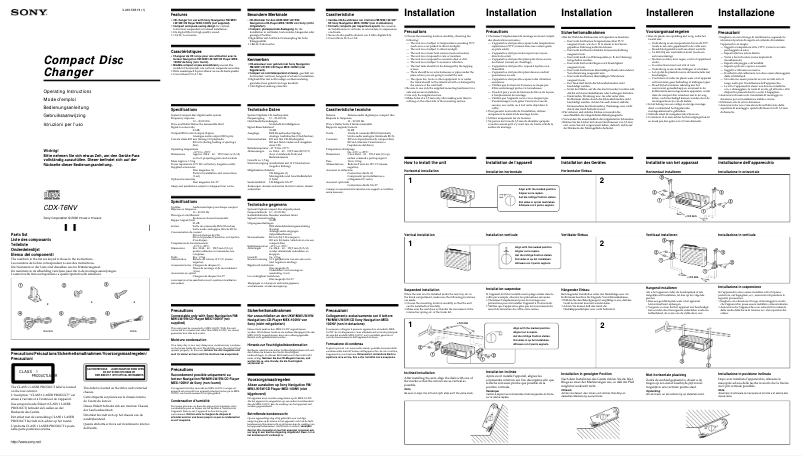 Image de la première page du manuel de l'appareil CDX-T6NV