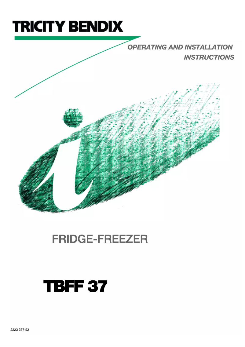 Page n°1 - Manuel utilisateur Tricity Bendix TBFF37