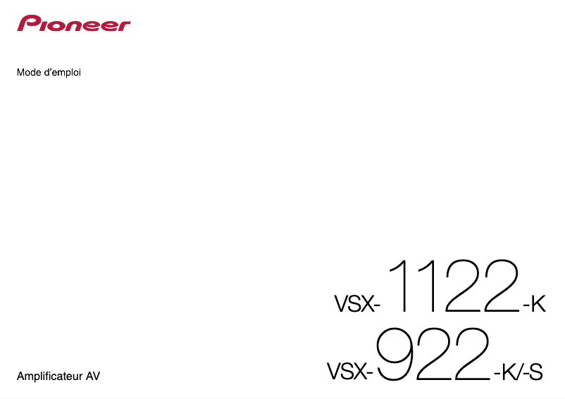 Page n°1 - Manuel utilisateur Pioneer VSX-922