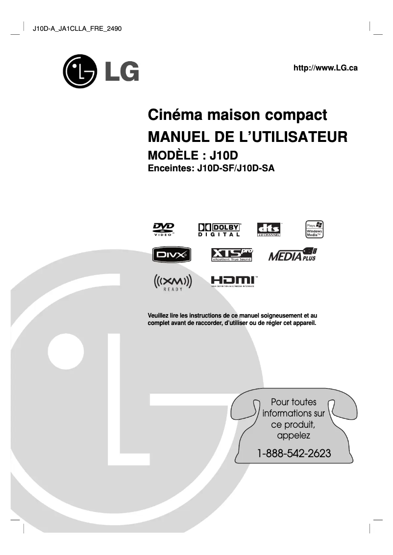 Page n°1 - Manuel utilisateur LG J10D