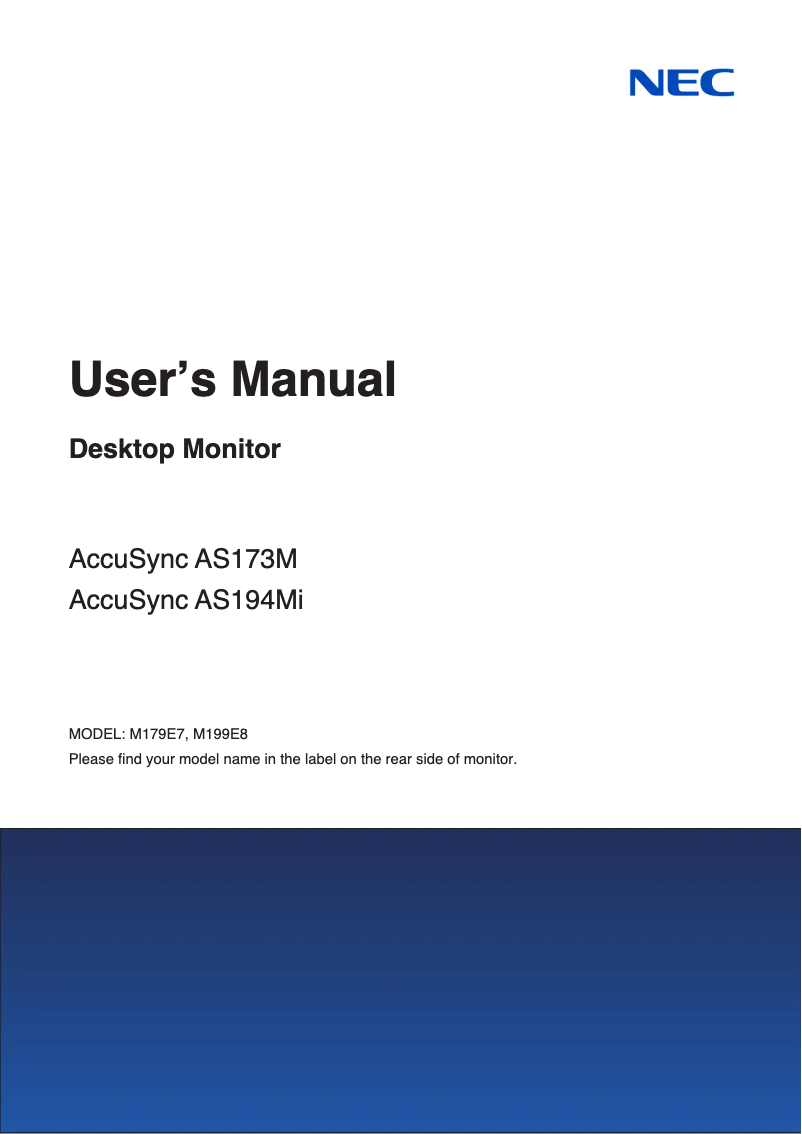 Page n°1 - Manuel utilisateur Sharp AccuSync AS173M