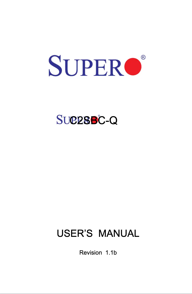 Page 1 de la notice Manuel utilisateur Supermicro C2SBC-Q