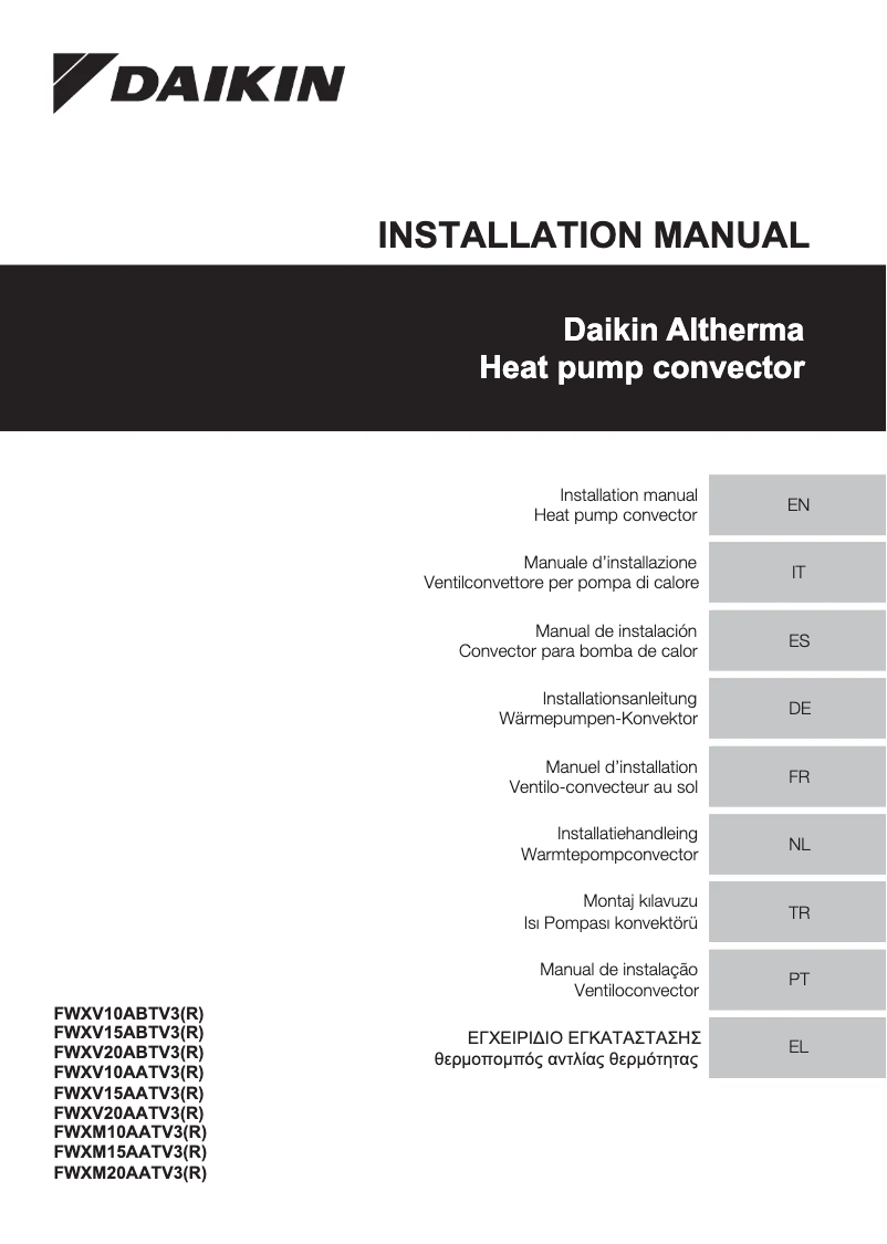 Page 1 de la notice Manuel utilisateur Daikin FWXV20ABTV3