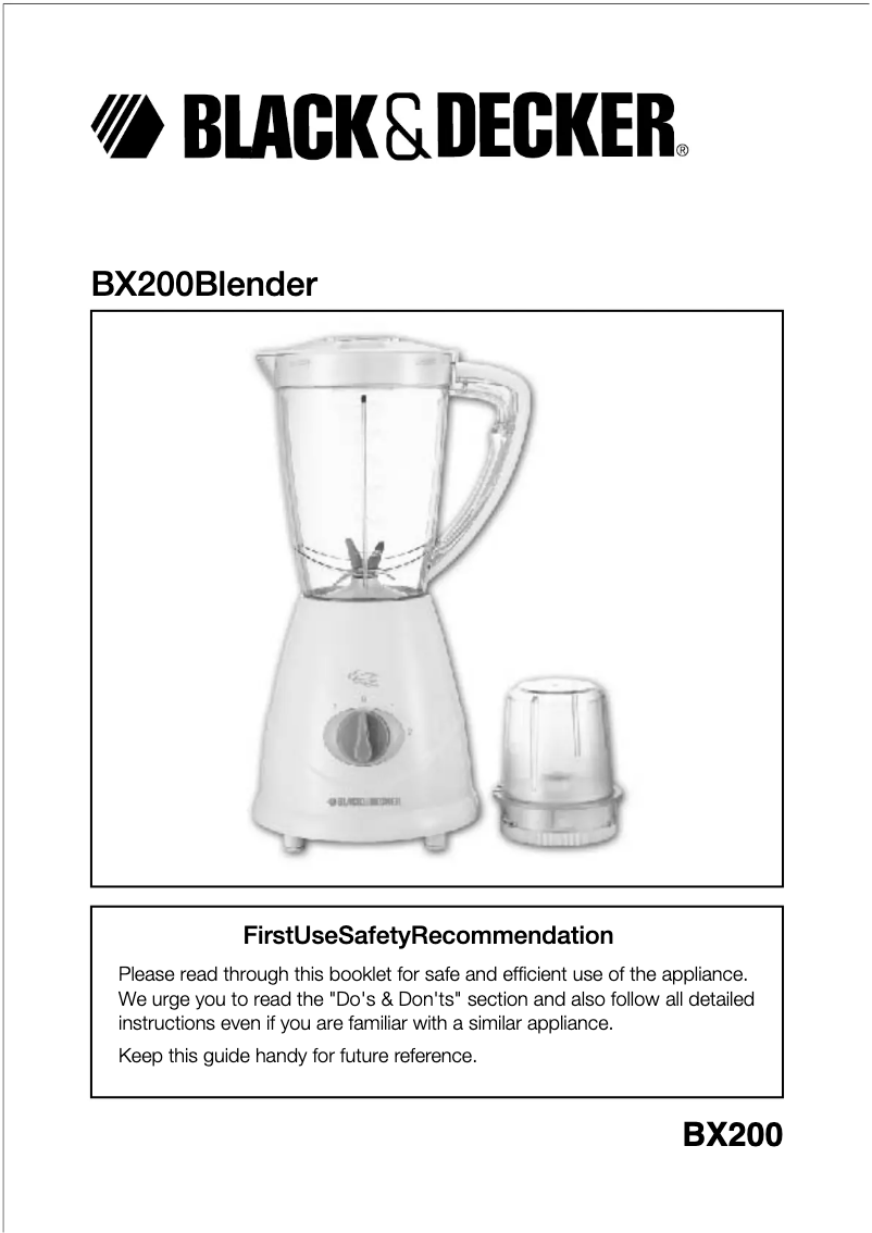 Image de la première page du manuel de l'appareil BX200