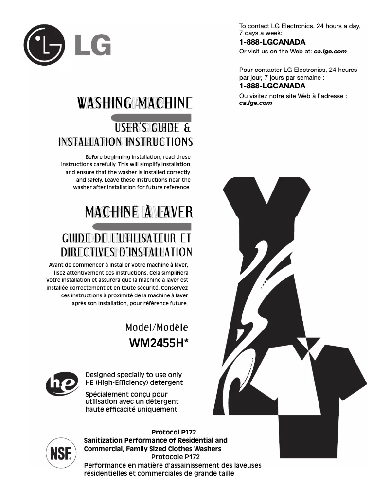 Page 1 de la notice Manuel utilisateur LG WM2455HS