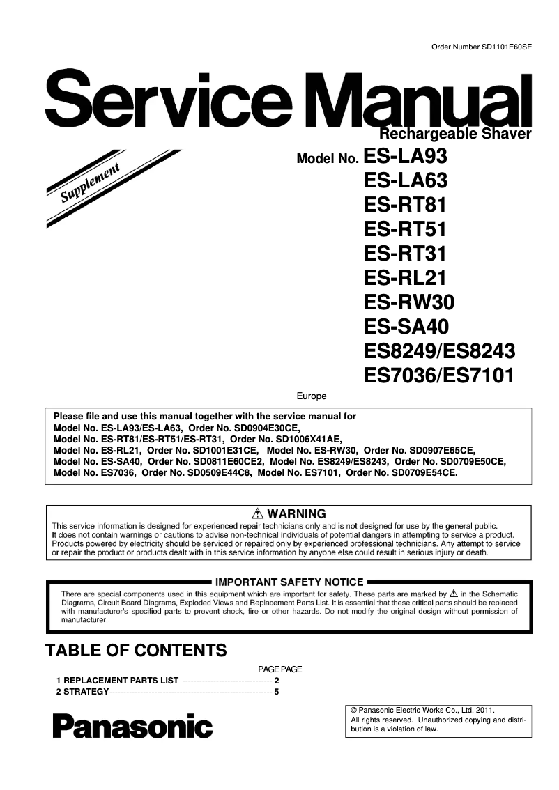 Image de la première page du manuel de l'appareil Pro-Curve ES-RT81