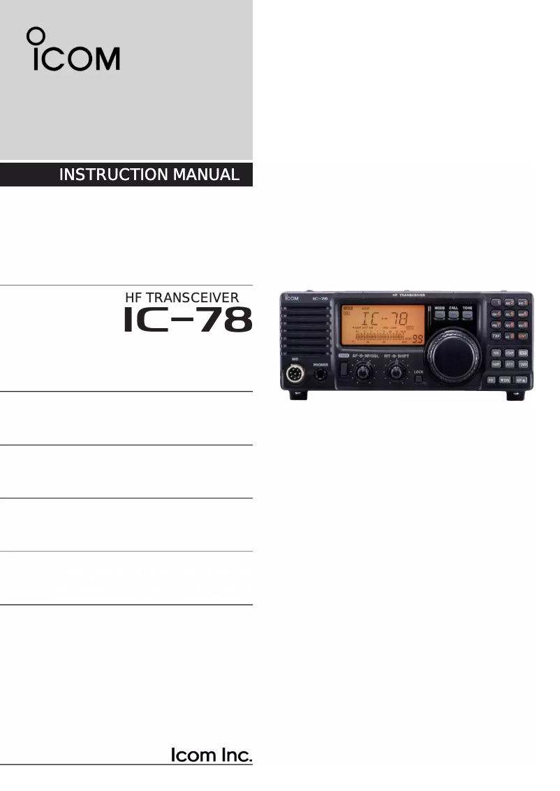 Image de la première page du manuel de l'appareil IC-78