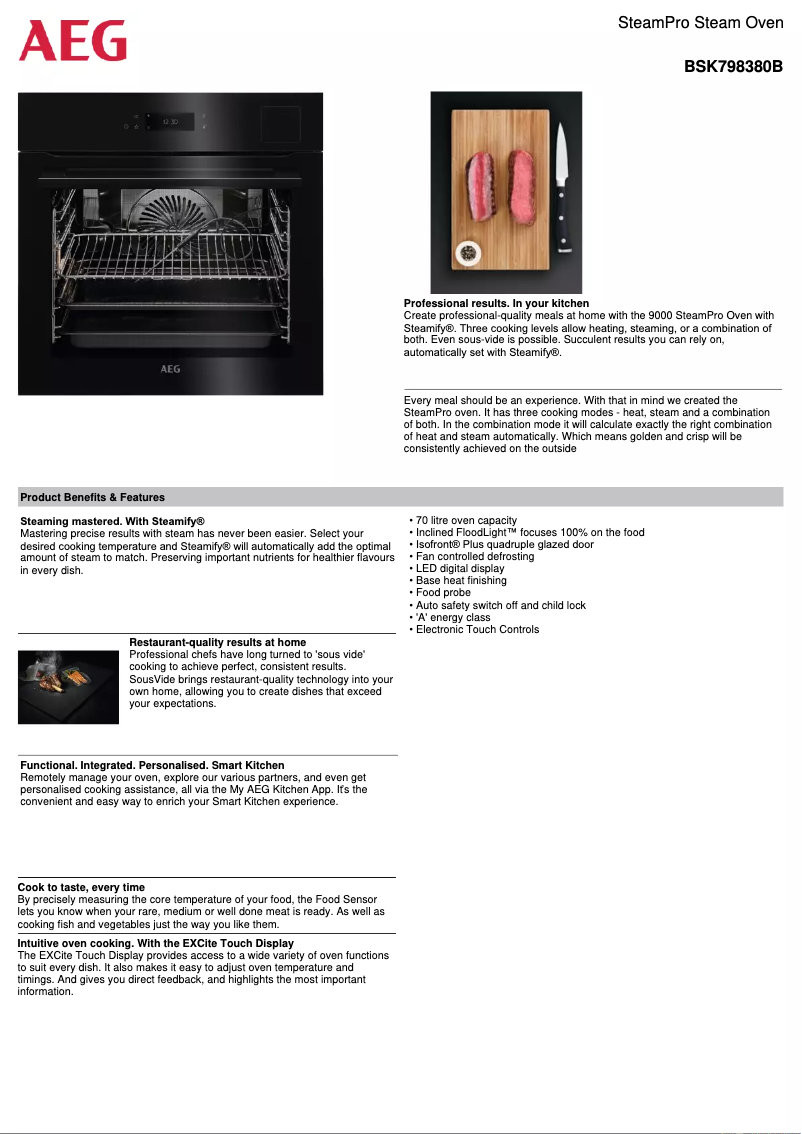 Page 1 de la notice Fiche technique AEG BSK798380B