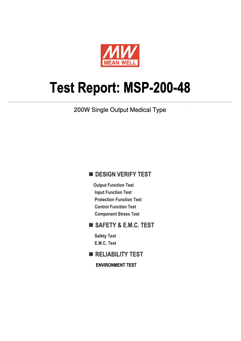 Page n°1 - Fiche technique Mean Well MSP-200-48