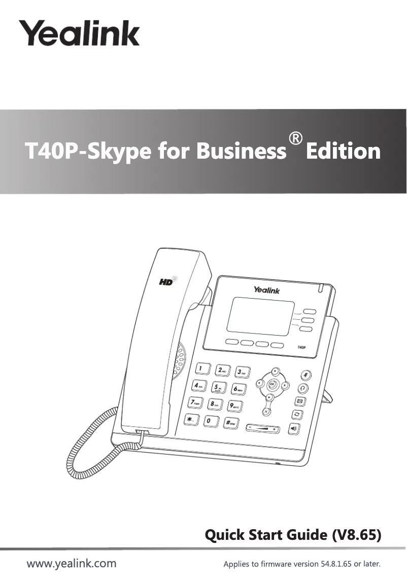 Página 1 del manual Guía de inicio rápido Yealink T40P