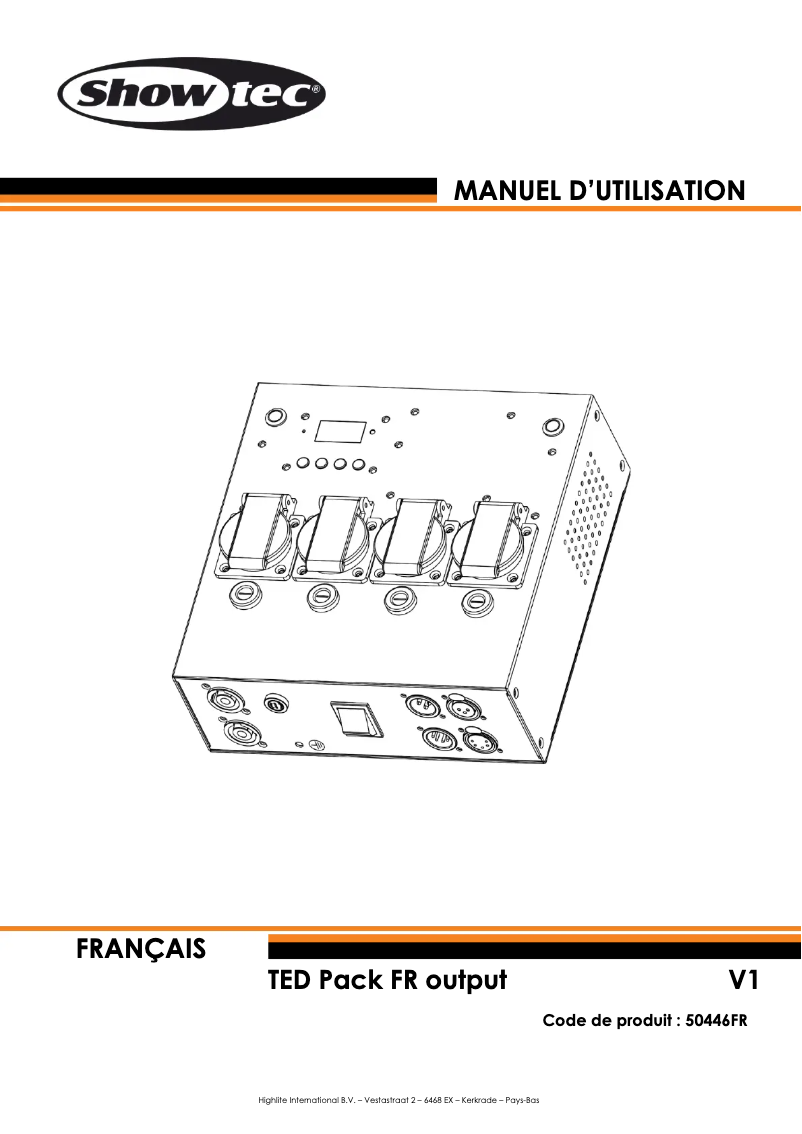 Page 1 de la notice Manuel utilisateur Showtec TED Pack CEE 7/5