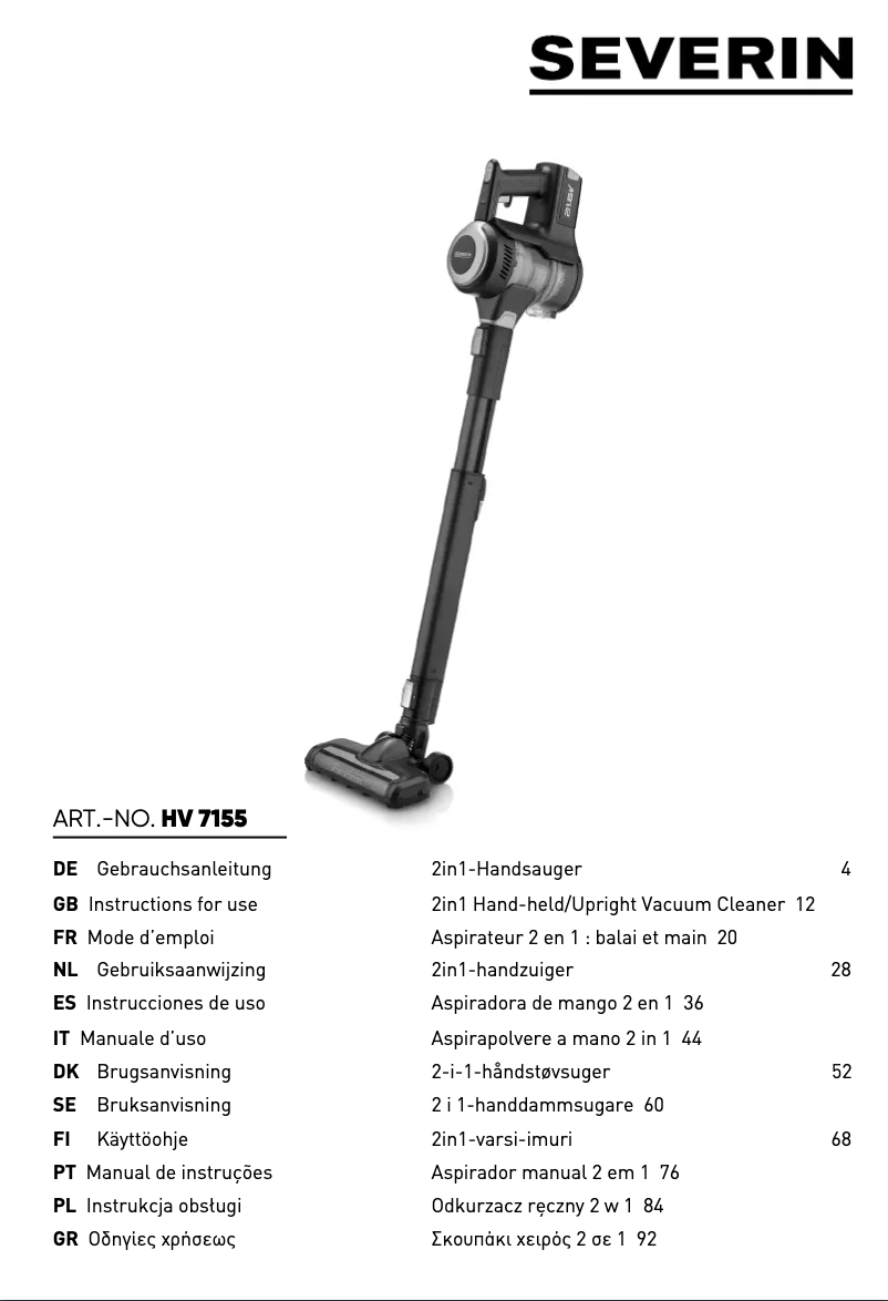 Image de la première page du manuel de l'appareil HV 7155