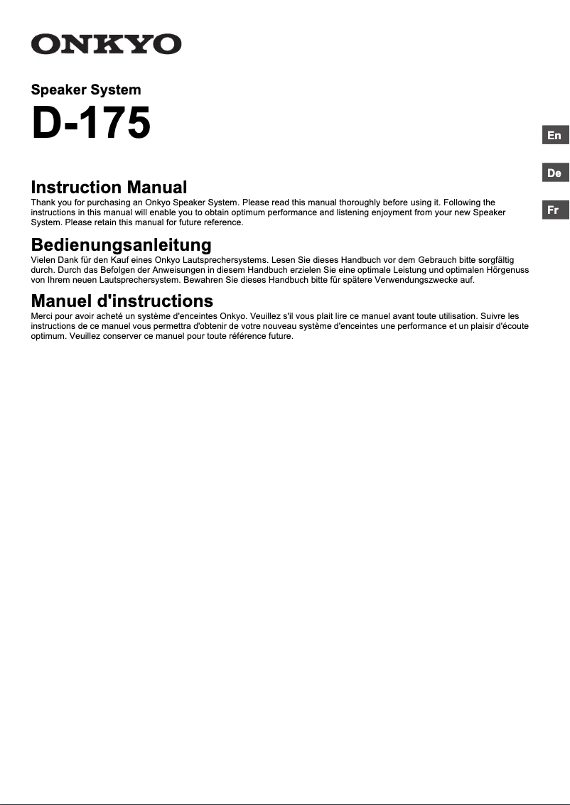 Image de la première page du manuel de l'appareil D-175