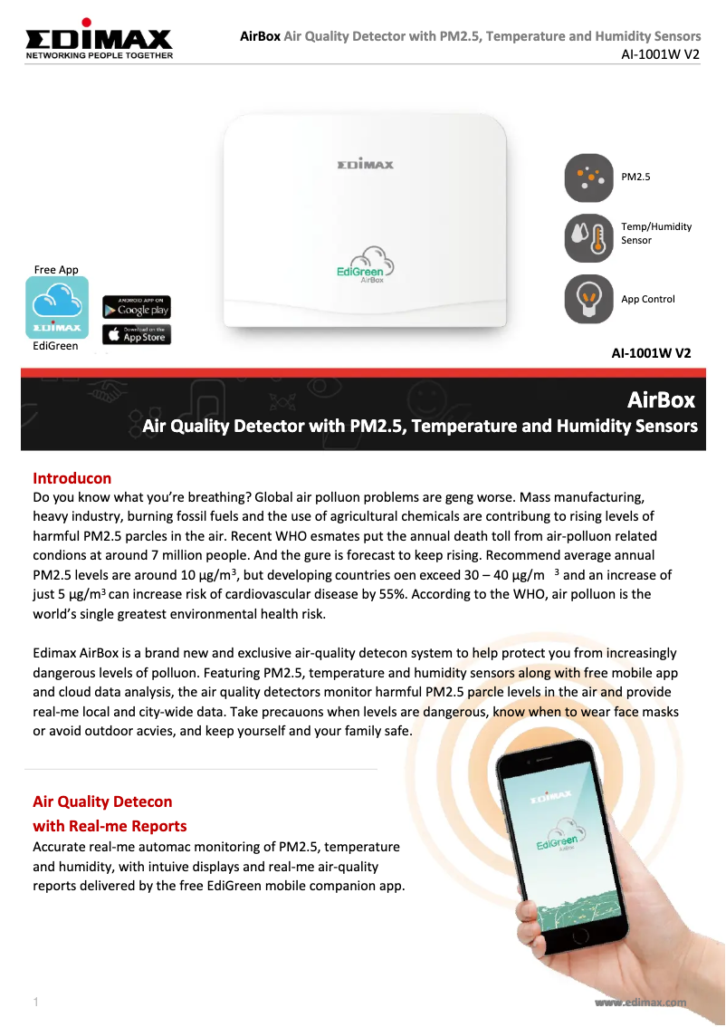 Image de la première page du manuel de l'appareil AI-1001W V2