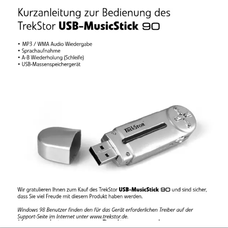 Page n°1 - Manuel utilisateur TrekStor MusicStick 90