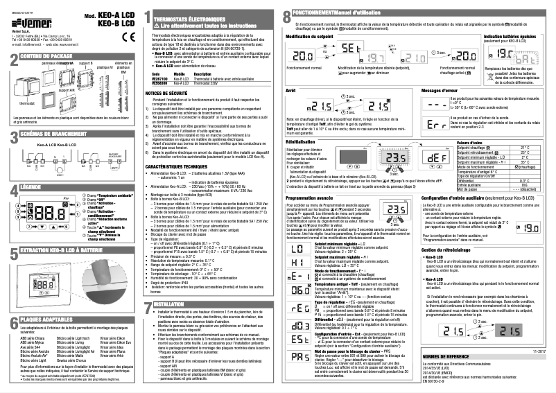 Page n°1 - Manuel utilisateur Vemer Keo-A LCD