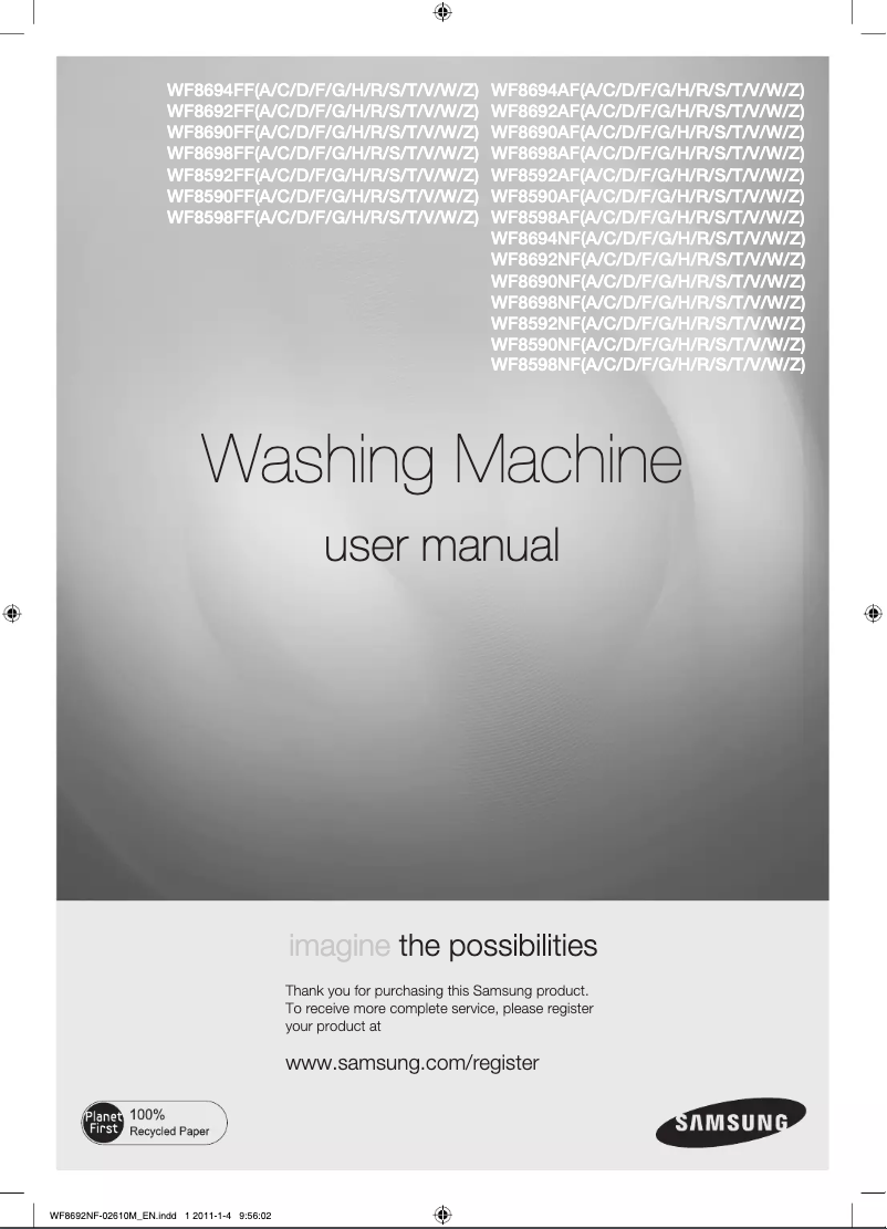 Image de la première page du manuel de l'appareil WF8692NFV