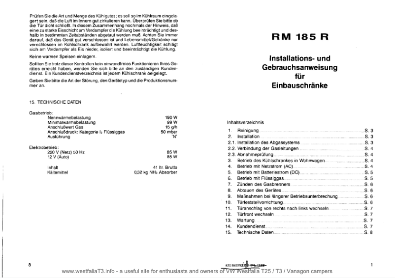 Imagen de la primera página del manual del dispositivo RM 185 R