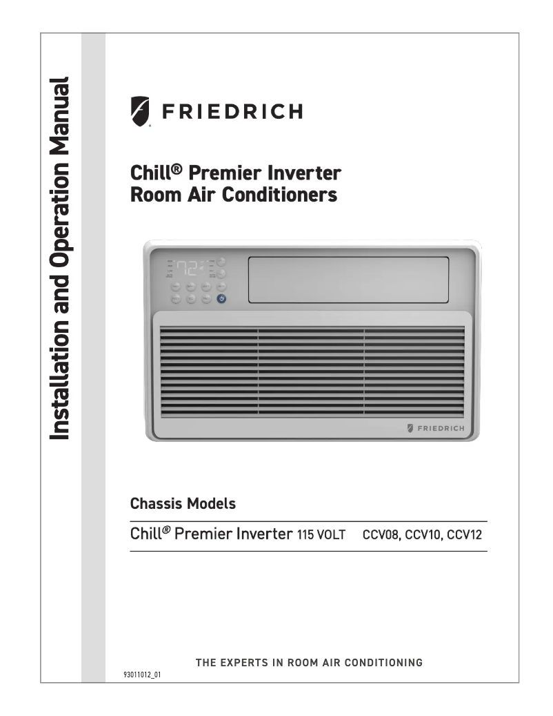 Page 1 de la notice Guide d'installation Friedrich Chill Premier Inverter CCV15A10A