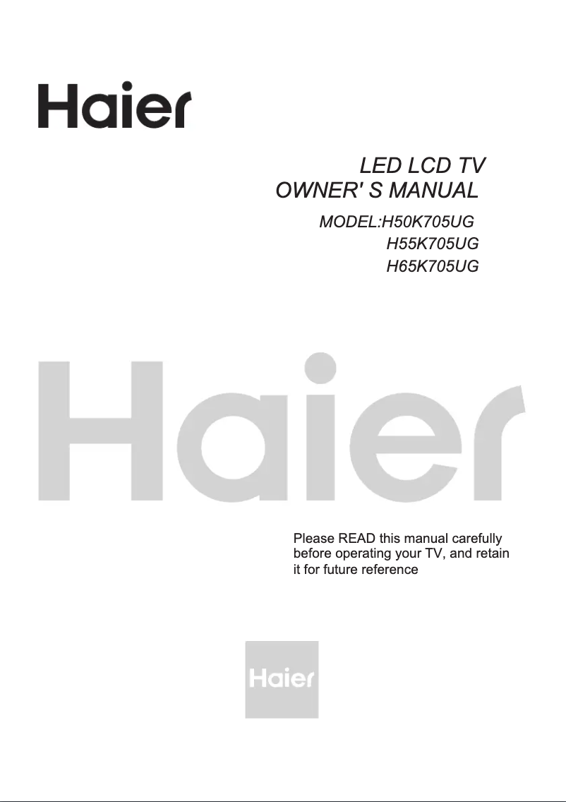 Page 1 de la notice Manuel utilisateur Haier H55K705UG